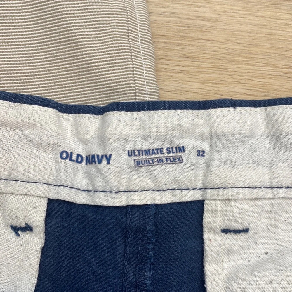 Men's Chino Shorts Bundle Navy Grey Striped Old Navy Ultimate Slim Size 32‎